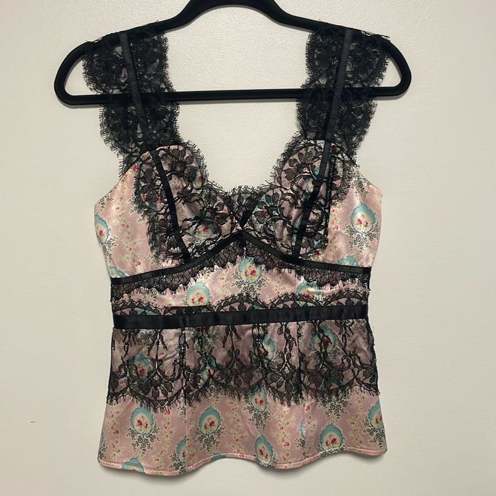 Nanette Lepore fitted formal top sz 2 lace, zipper